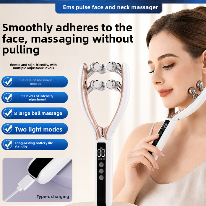 Thumbnail: EMS Microcurrent Facial Roller Massager with Red Blue Light Therapy