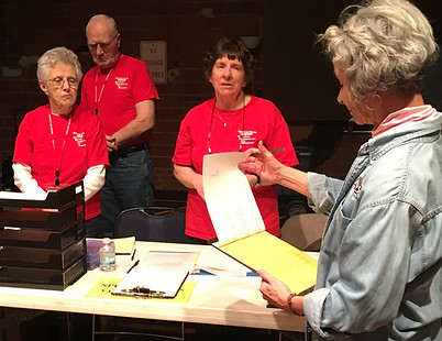 Spring Disaster Drill Training, Ames City Auditorium: Marilyn and Pat Conley, Kathy Woods, and Stephanie Fox