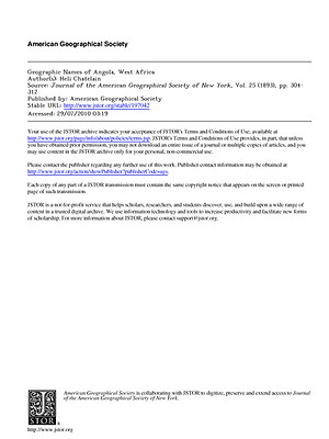 Angola place names_American Geographical