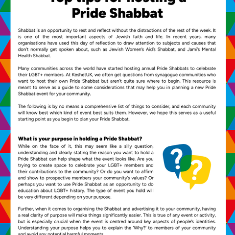 Thinking of running a Pride Shabbat?