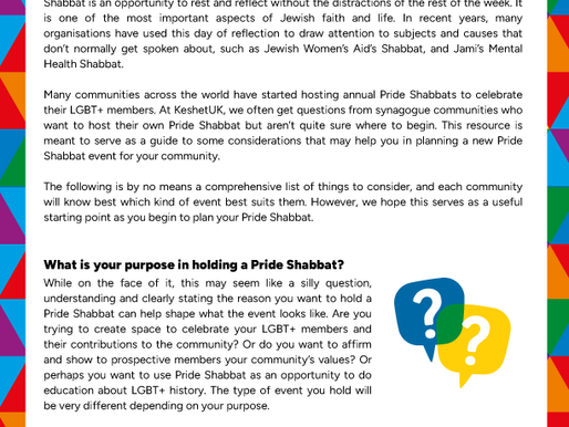 Thinking of running a Pride Shabbat?