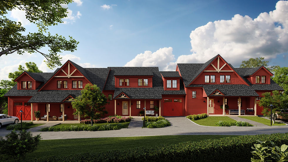 Red Townhouses at The Landing at Stowe