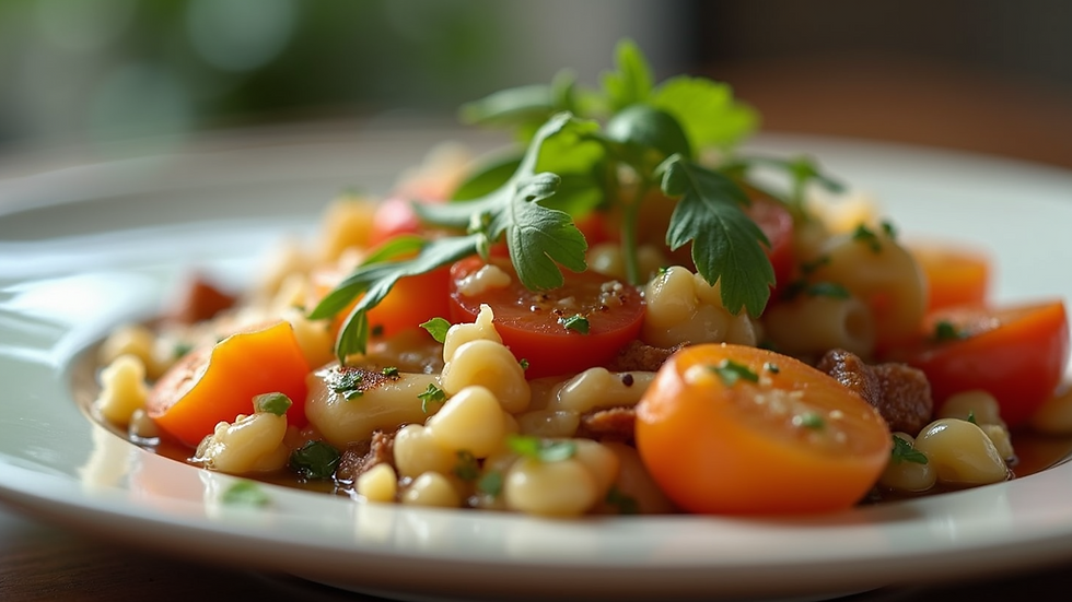Close-up view of a plate with a colorful and balanced meal