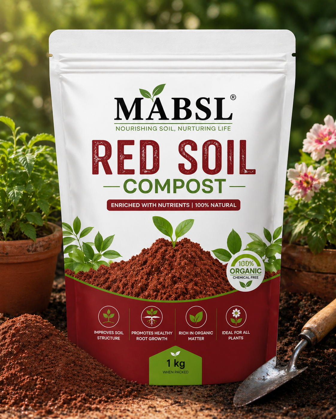 MABSL Red Soil Compost for Plants & Gardening, 100% Organic, Nutrient Rich