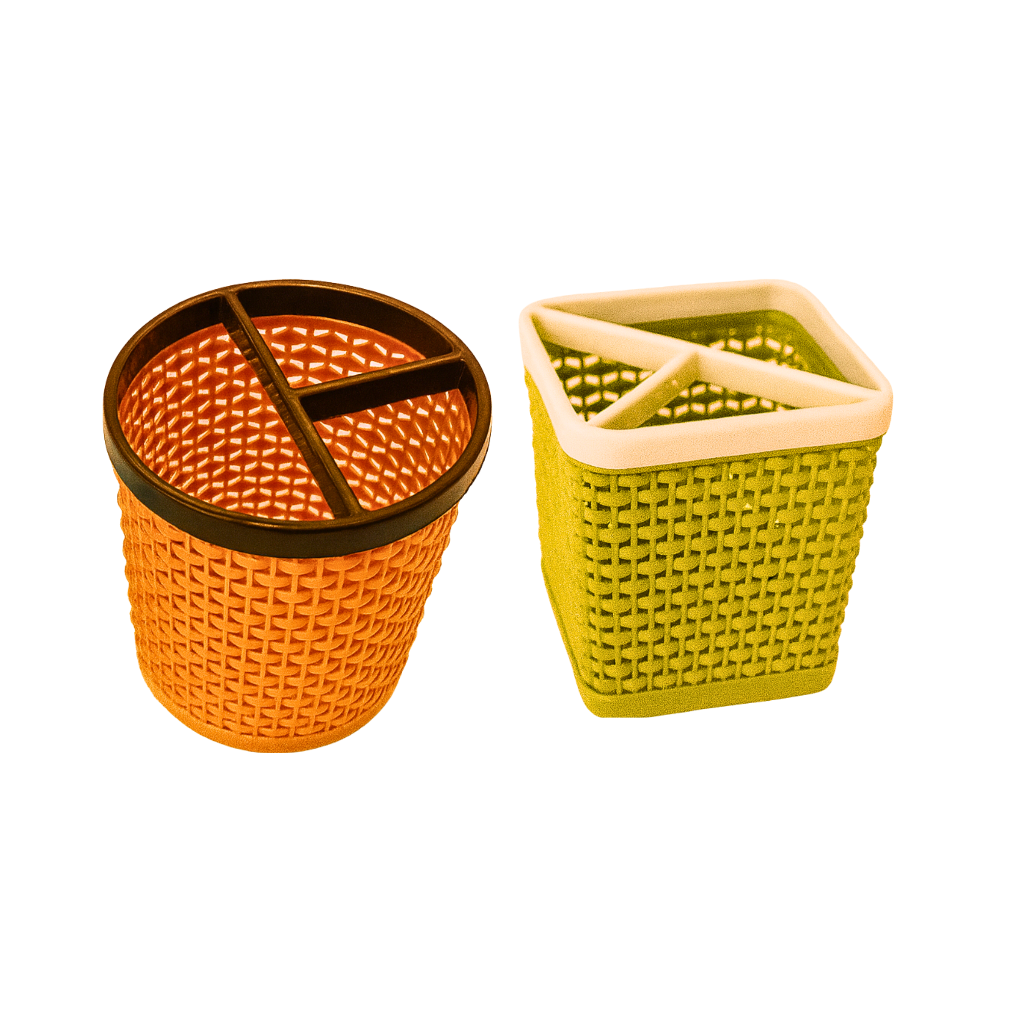 MABSL THREAD 3 Compartments plastic Pen Stand (Multicolor)