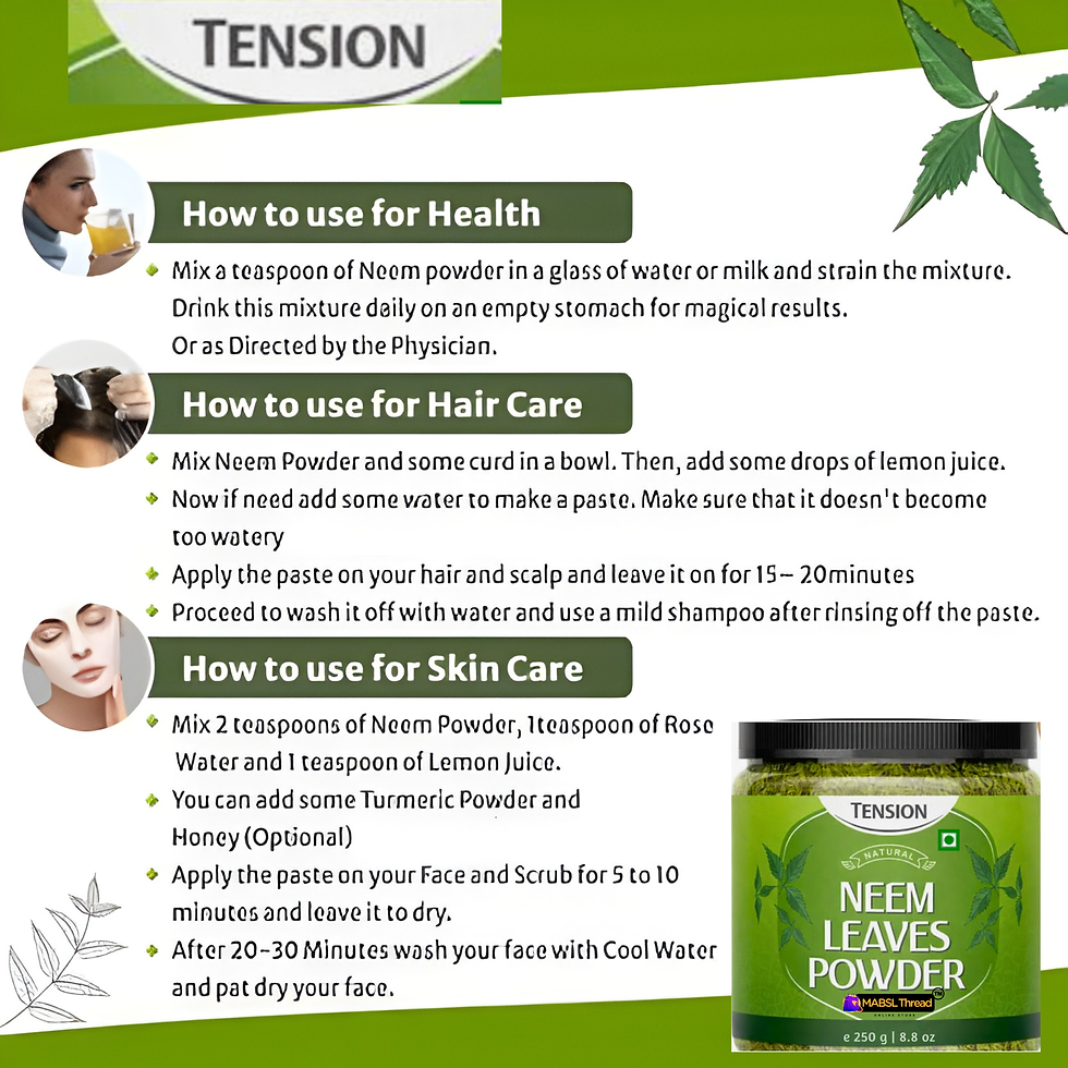 Thumbnail: MABSL THREAD Natural Neem Leaves Powder – 250 g (Pure & Herbal)