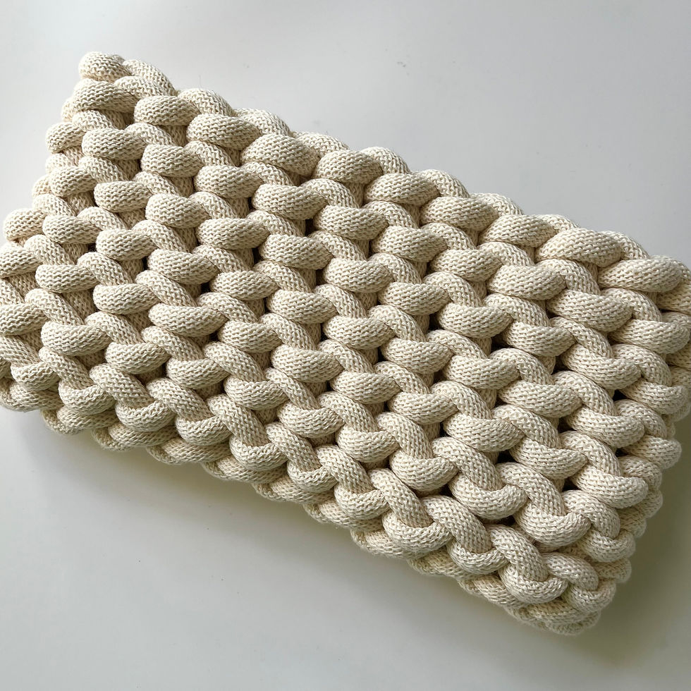 Thumbnail: off-white knotted cotton cord small chunky clutch bag