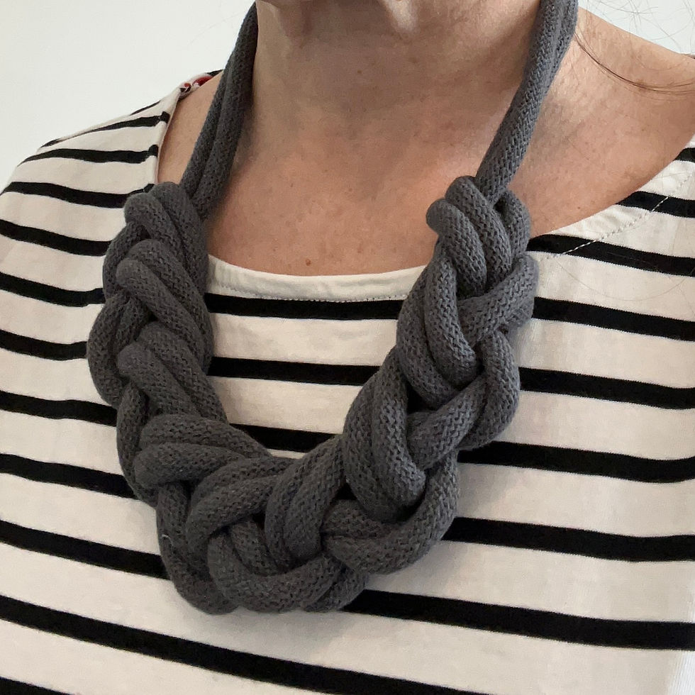 Thumbnail: Dark Grey Chunky Braided Necklace