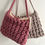 Thumbnail: two chunky cotton cord shoulder bags in pink and taupe