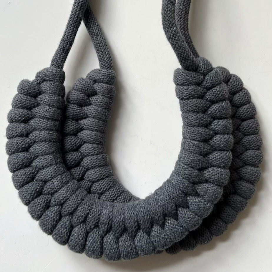 Thumbnail: Dark Grey Knotted Cotton Necklace