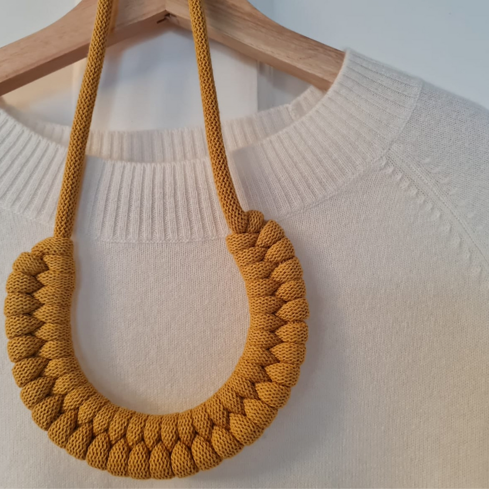 Thumbnail: Yellow Knotted Cotton Necklace