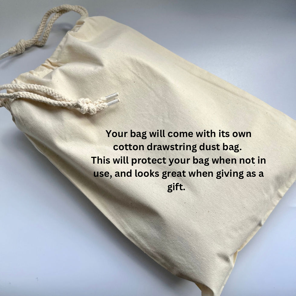 Thumbnail: drawstring dust bag for small hand made shoulder bag from fibremakes