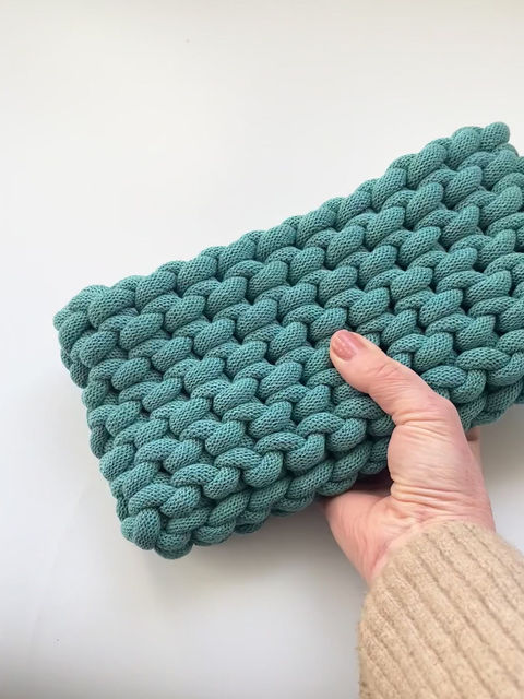 Thumbnail: video  of small chunky cotton cord knotted clutch bag