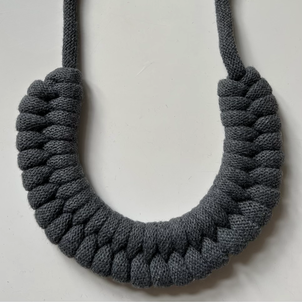 Thumbnail: Dark Grey Knotted Cotton Necklace