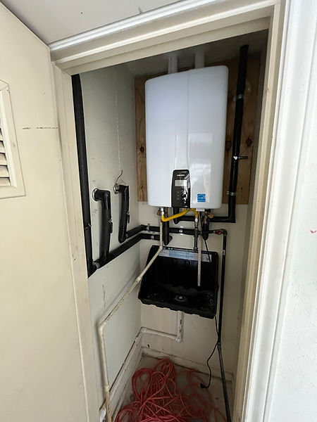 tankless water heater in a closet