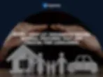 Hands protecting house, family and car icons