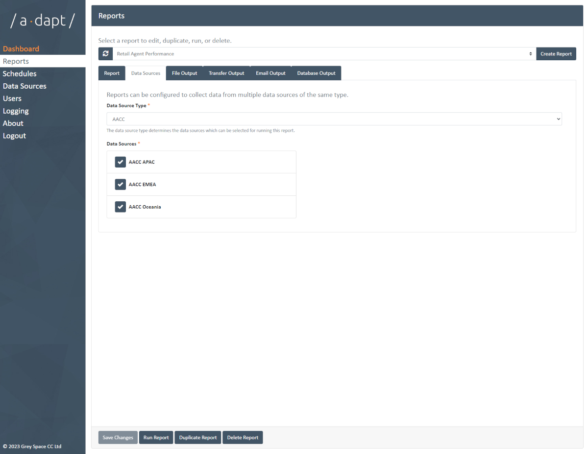 web based UI for scheduling the export of historical contact centre data