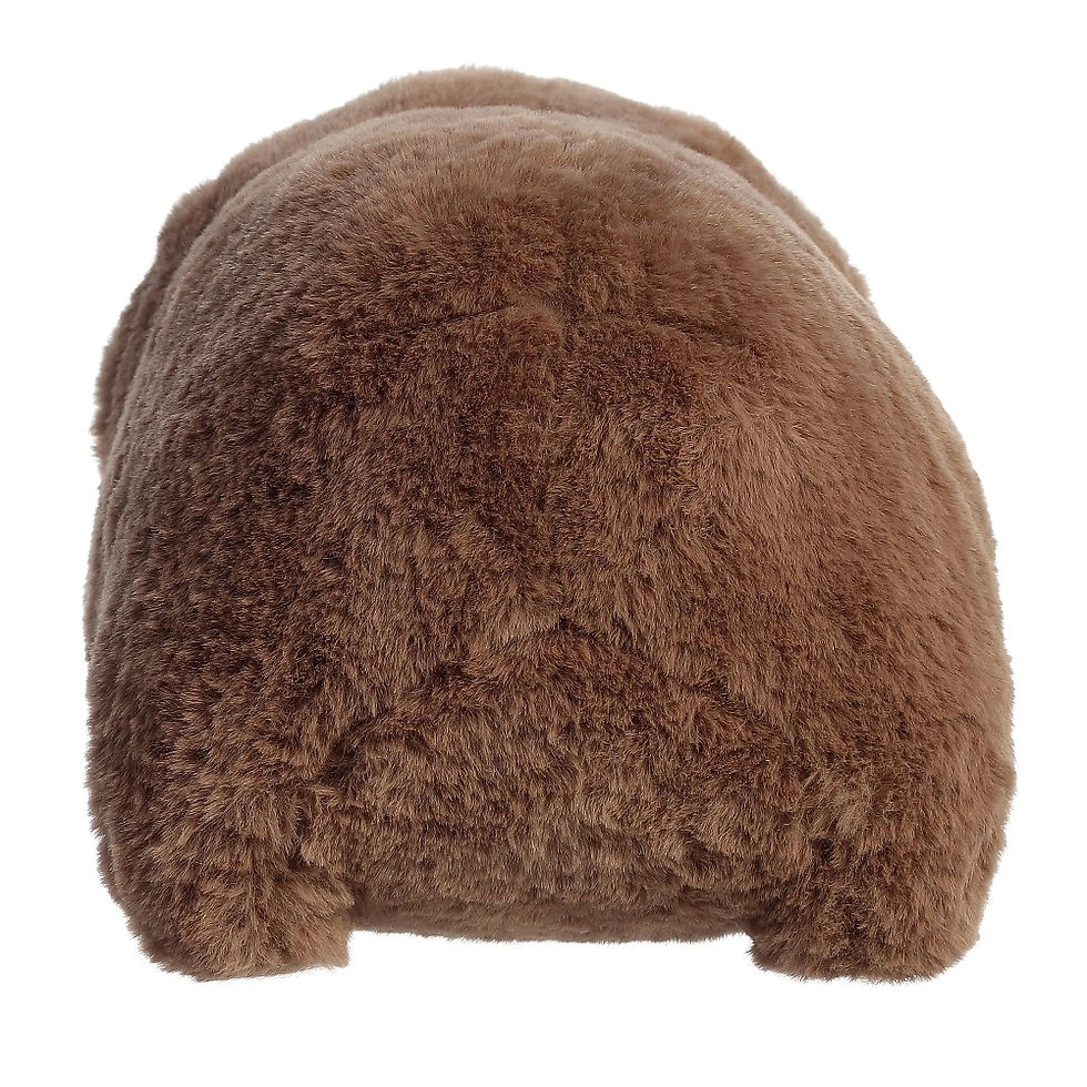 Thumbnail: Back view Aurora Spudsters 25cm Spark Sloth plush toy.  Soft brown fur, light coloured face, rounded potato shaped body.