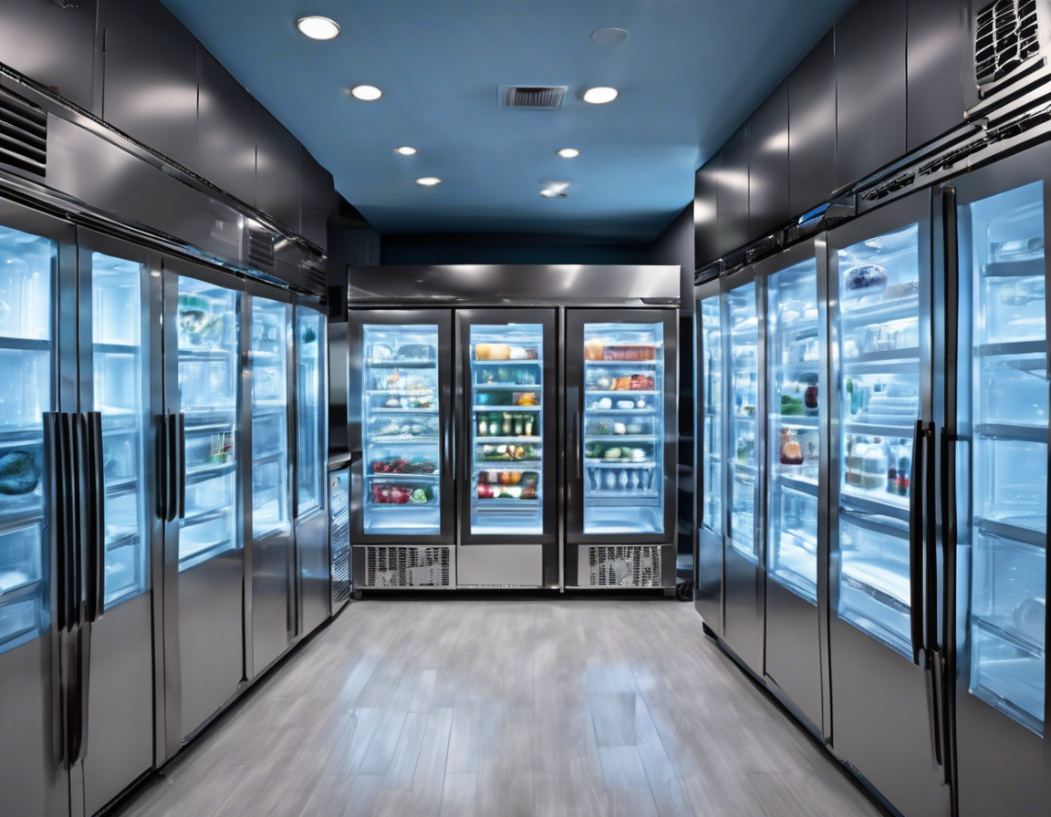 Commercial referigerators in a kitchen