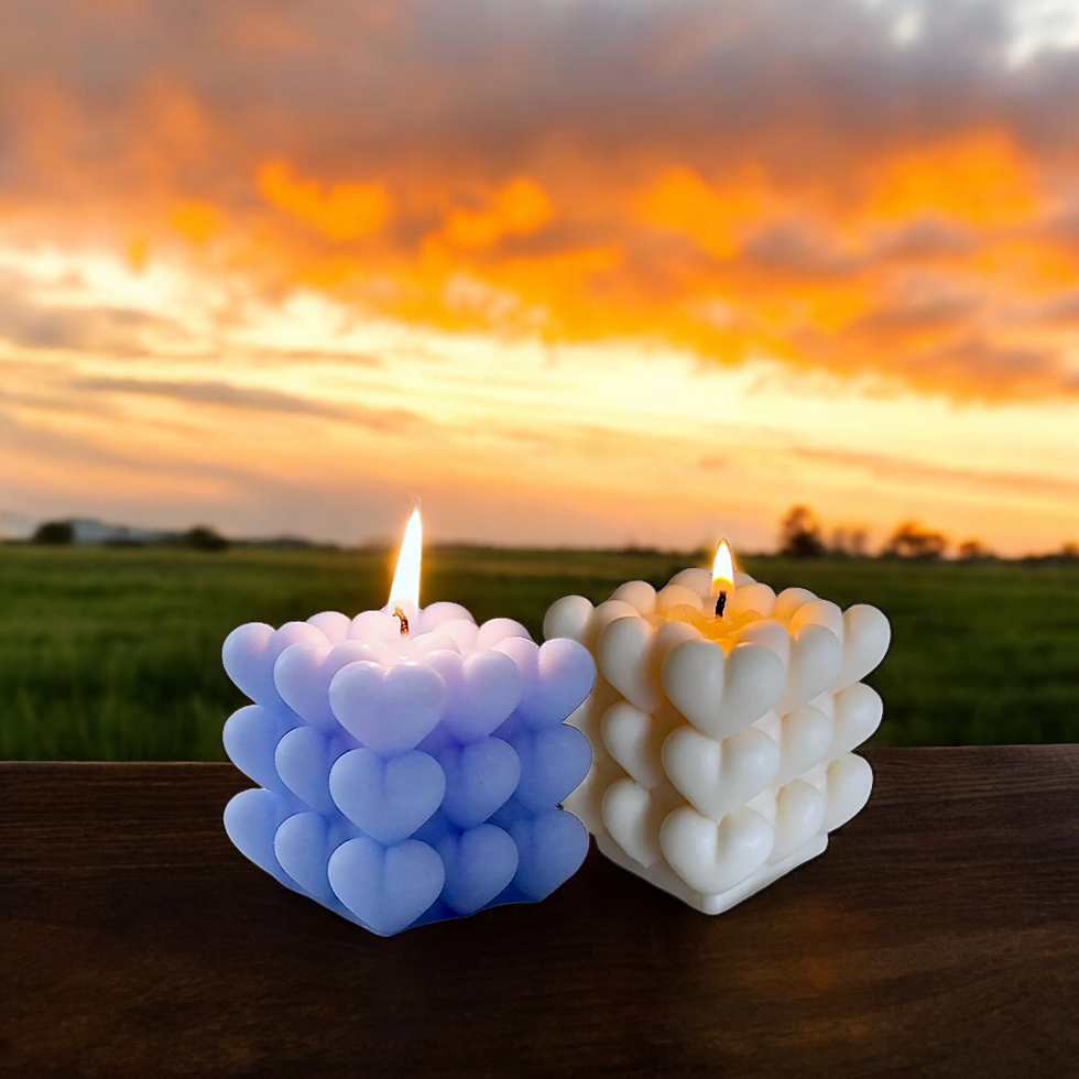 "Bubbles of Love" Enchanting Heart-Shaped Candle Sculpture