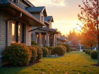 Sunlight shining on houses in the fall season