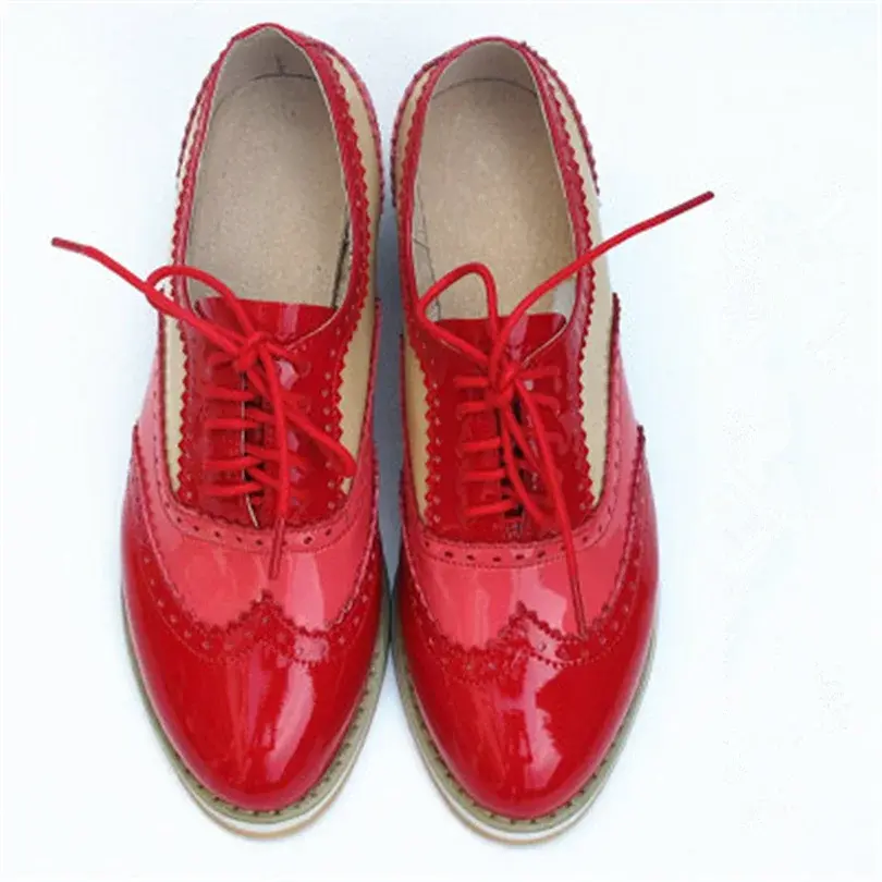Thumbnail: Women's Genuine Natural Leather Oxfords Brogues Comfortable Footwear Loafers