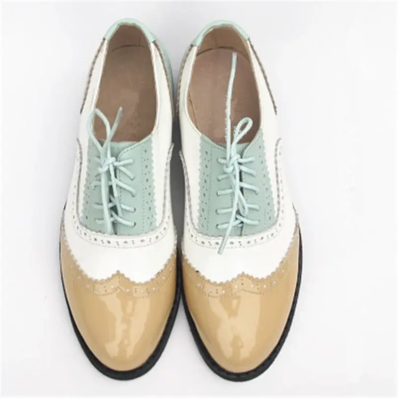 Thumbnail: Women's Genuine Natural Leather Oxfords Brogues Comfortable Footwear Loafers