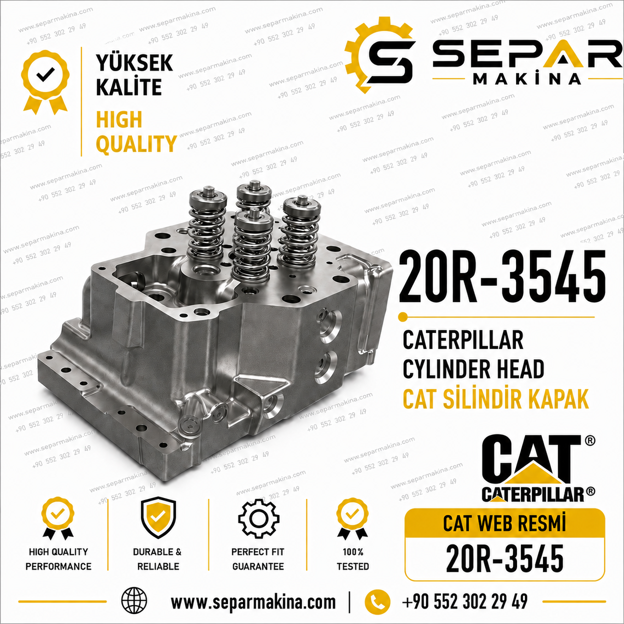 CATERPILLAR SİLİNDİR KAPAK, 20R-3545, 20R-3551, 206-1556