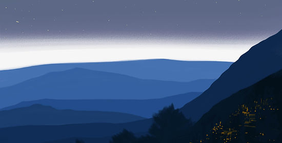 Dev Chandra painting in the Himalayas, capturing mountain landscapes and the interplay of light, color, and texture in his ar