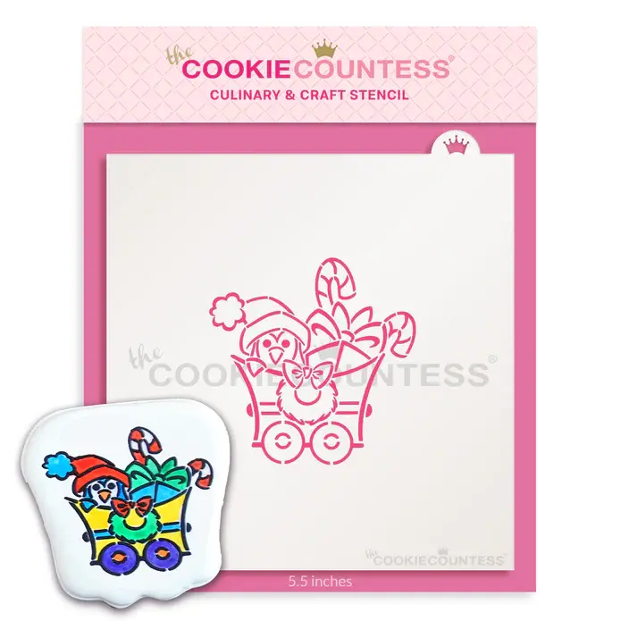 Christmas Train Penguin PYO Stencil