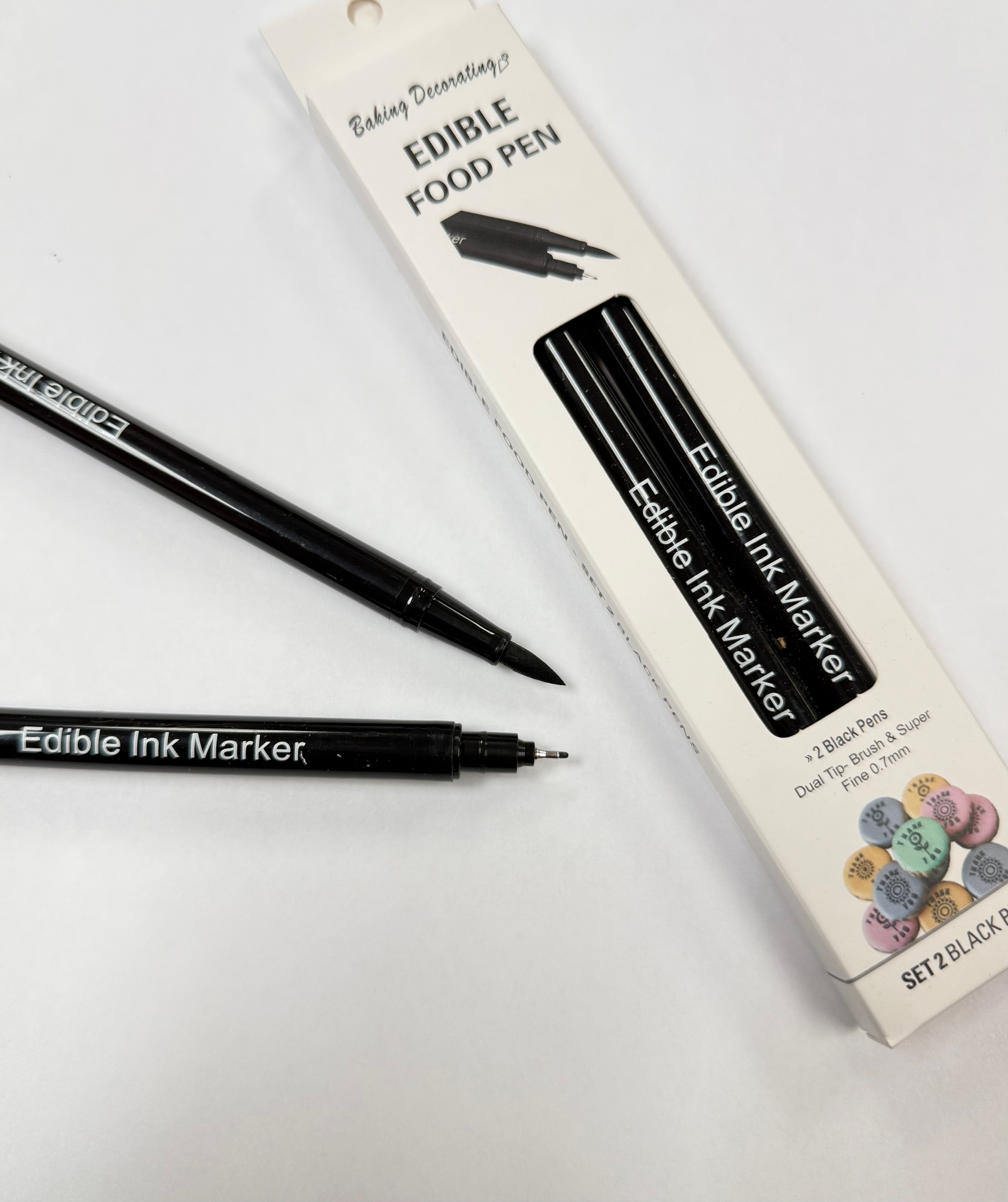 Black Edible Pens Dual Tip & Super Fine 0.7mm