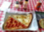 TWO CHEESE SLICES WITH A DRINK