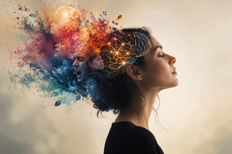 femme avec un cerveau en ébullition