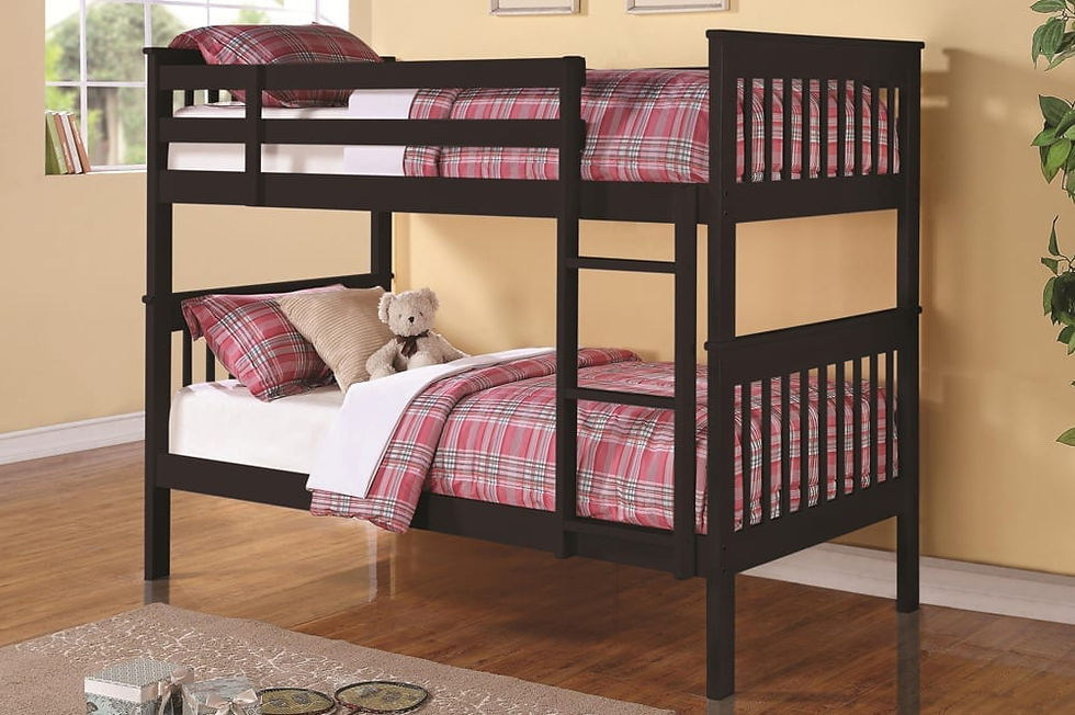 Thumbnail: Lola Grey/Espresso/White Twin-Twin Metal Bunk Bed