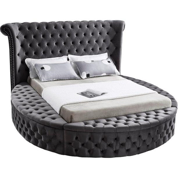 Thumbnail: Argus Deep Button Tufted Velvet Fabric  Storage Bed