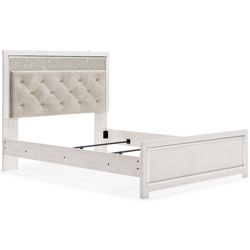 Thumbnail: Altyra White Minimalist Inspired Bed Set with LED and Mirror Accents