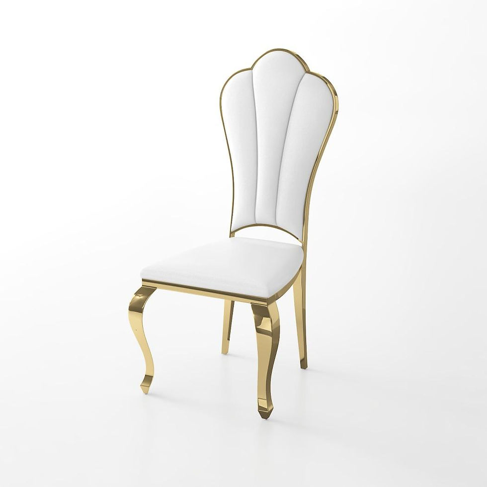 Pearl White Faux Leather Gold Frame Dining Chair