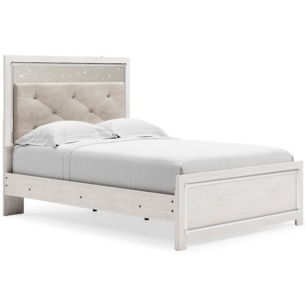 Thumbnail: Altyra White Minimalist Inspired Bed Set with LED and Mirror Accents