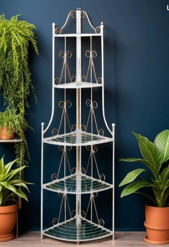 Étagère d’angle pour plantes en blanc