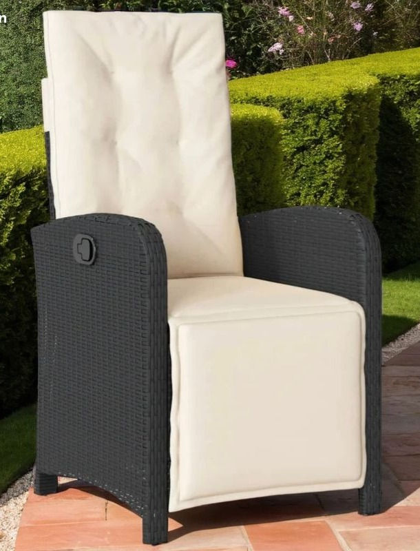 Chaise inclinable de jardin et repose-pied noir résine tressée