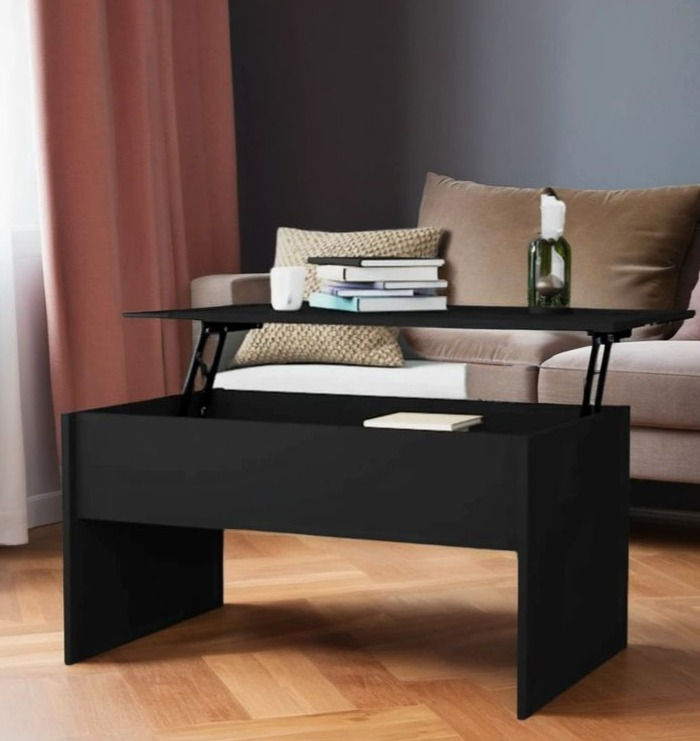 Table basse noir 80x50,5x41,5 cm bois d'ingénierie
