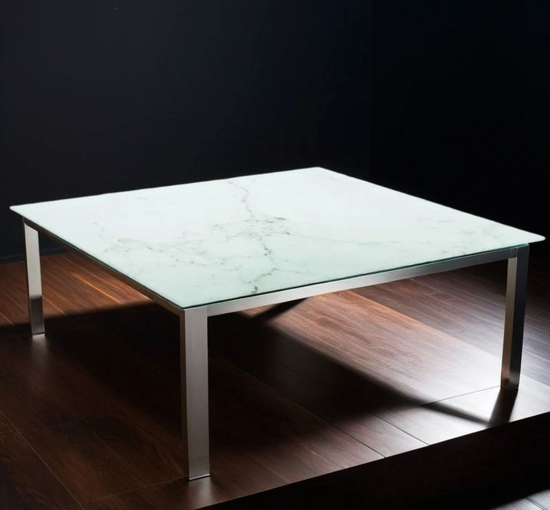 Dessus de table blanc 60x60 cm 6 mm verre trempé design marbre