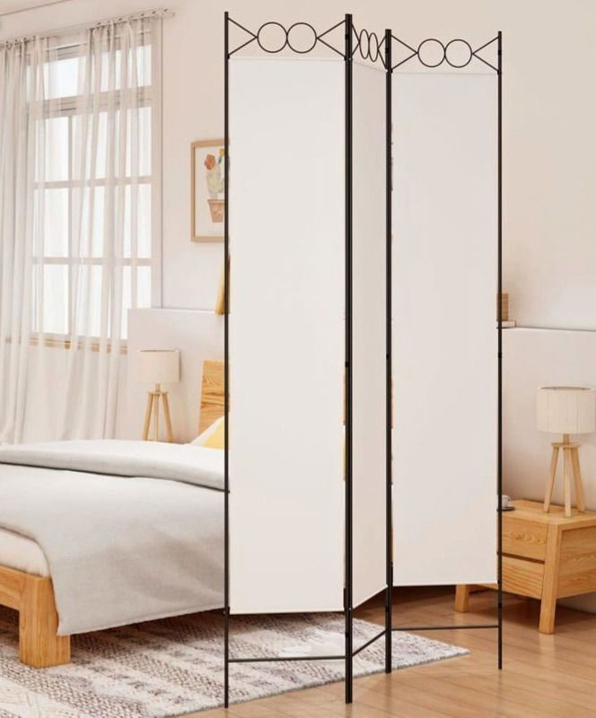 Cloison de séparation 3 panneaux Blanc 120x220 cm Tissu