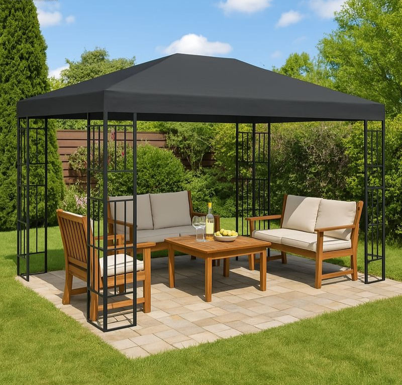 Tonnelle élégante 3x4 m – Anthracite & Noir