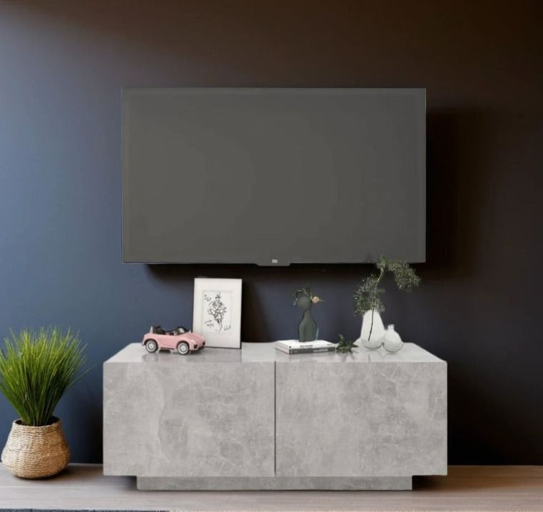 Meuble TV Gris béton 100x35x40 cm Bois d'ingénierie