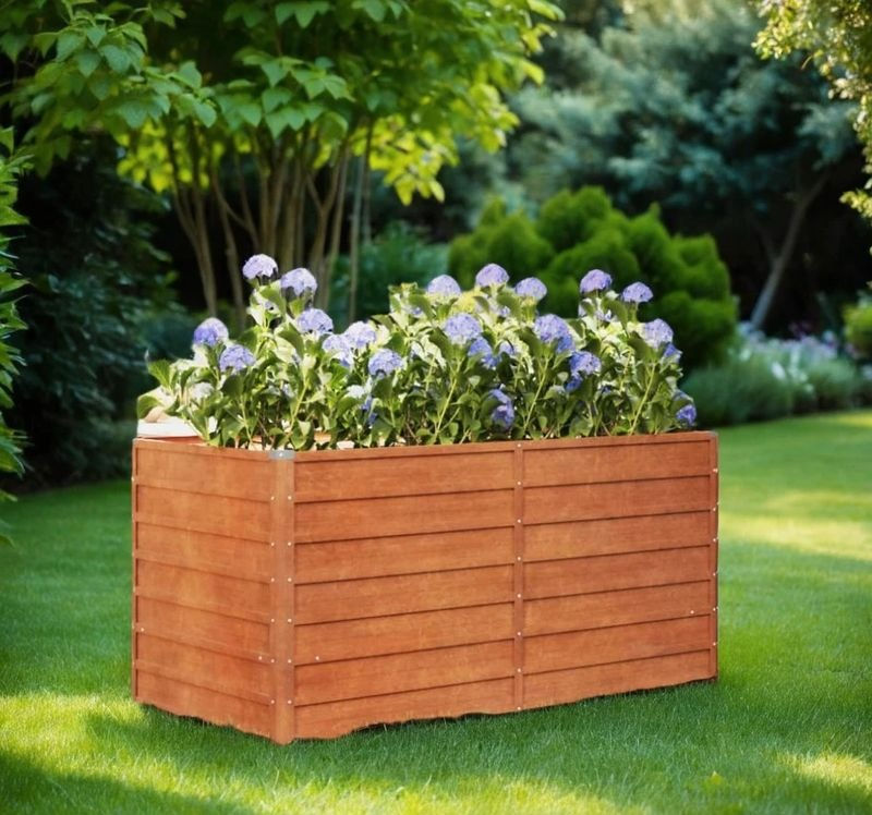 Lit surélevé de jardin rouillé 160x80x77 cm acier corten