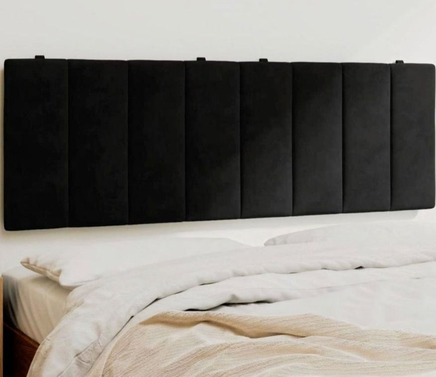 Coussin de tête de lit noir 120 cm velours