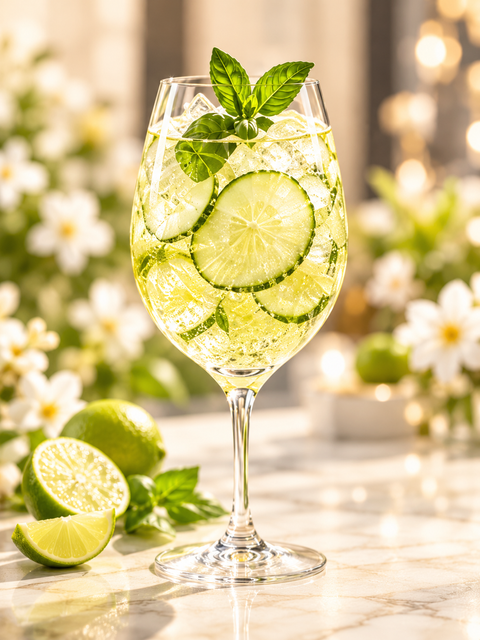 Limetten-Basilikum Spritz