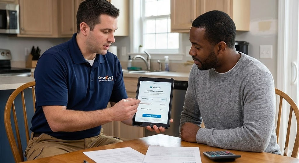 serve xpert technician Gets customer approved for financing