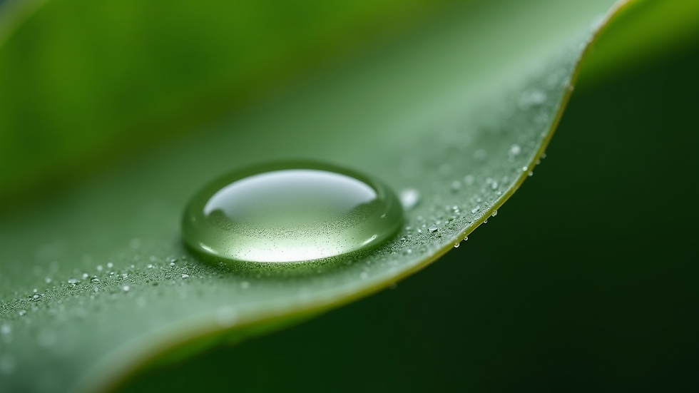 Close-up view of a water droplet on a green leaf